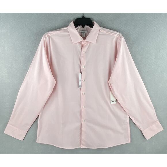 Bar III Men's XL 17-17.5 34-35 Dress Shirt Slim Fit Stretch Pink Chambray NEW - Picture 2 of 12